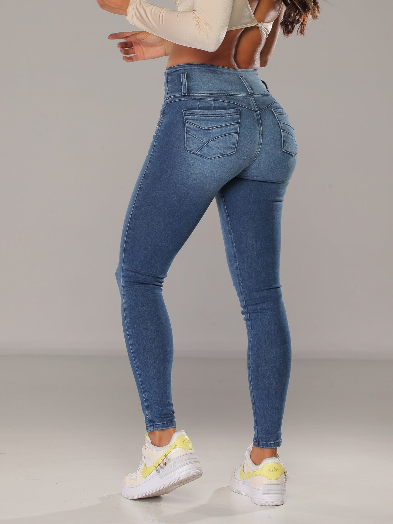 Jeans Colombian Levanta Cola Butt Lift Skinny Push Up Slimming Sexy Blue  Streth