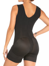 Back view of Black Sculpting Full Body Shaper with Bra and Hooks.