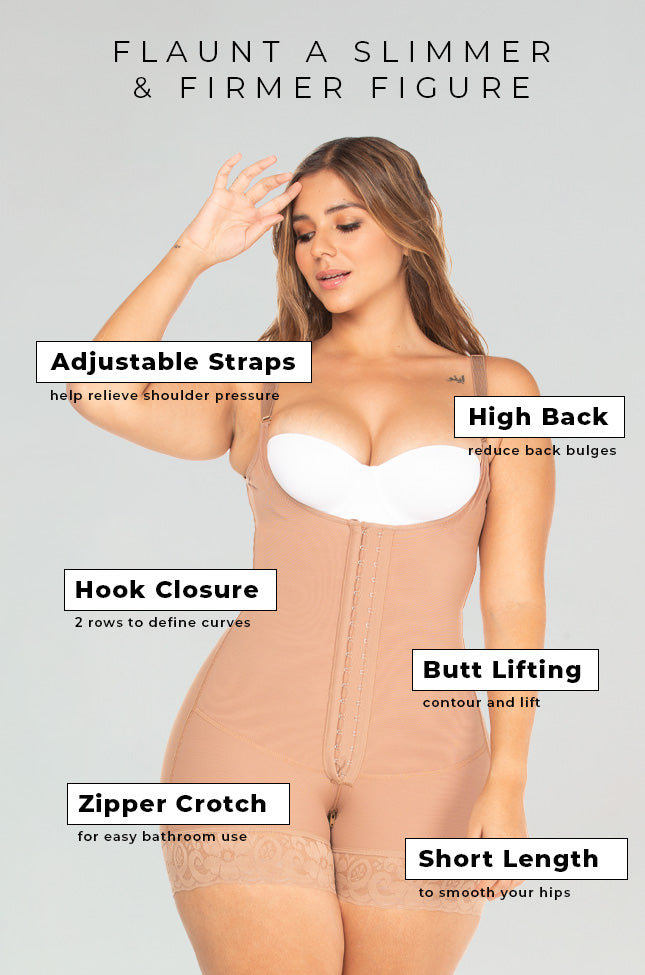 Shapewear & Fajas-Back Support Adjustable Front Hook Closure Post Surgical  With Straps Lifts Aligns The Bust Improves Posture Body Briefer 