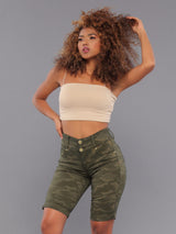 Soldier Girl Butt Lift Jean Bermuda Shorts 14216