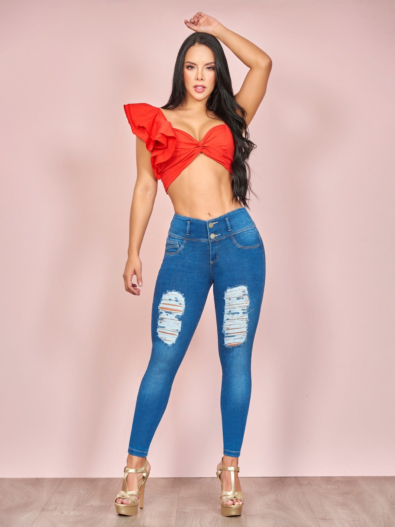 Full front view of Jersey Girl Booty Jeans.