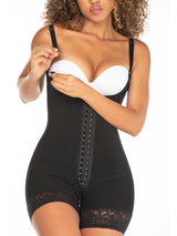 Model showing the hook functionality of a black faja.