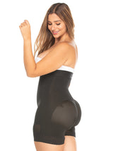 Side butt view of a low back black daily use faja shapewear.