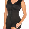 Front view of Black Sculpting Full Body Shaper with Bra and Hooks.