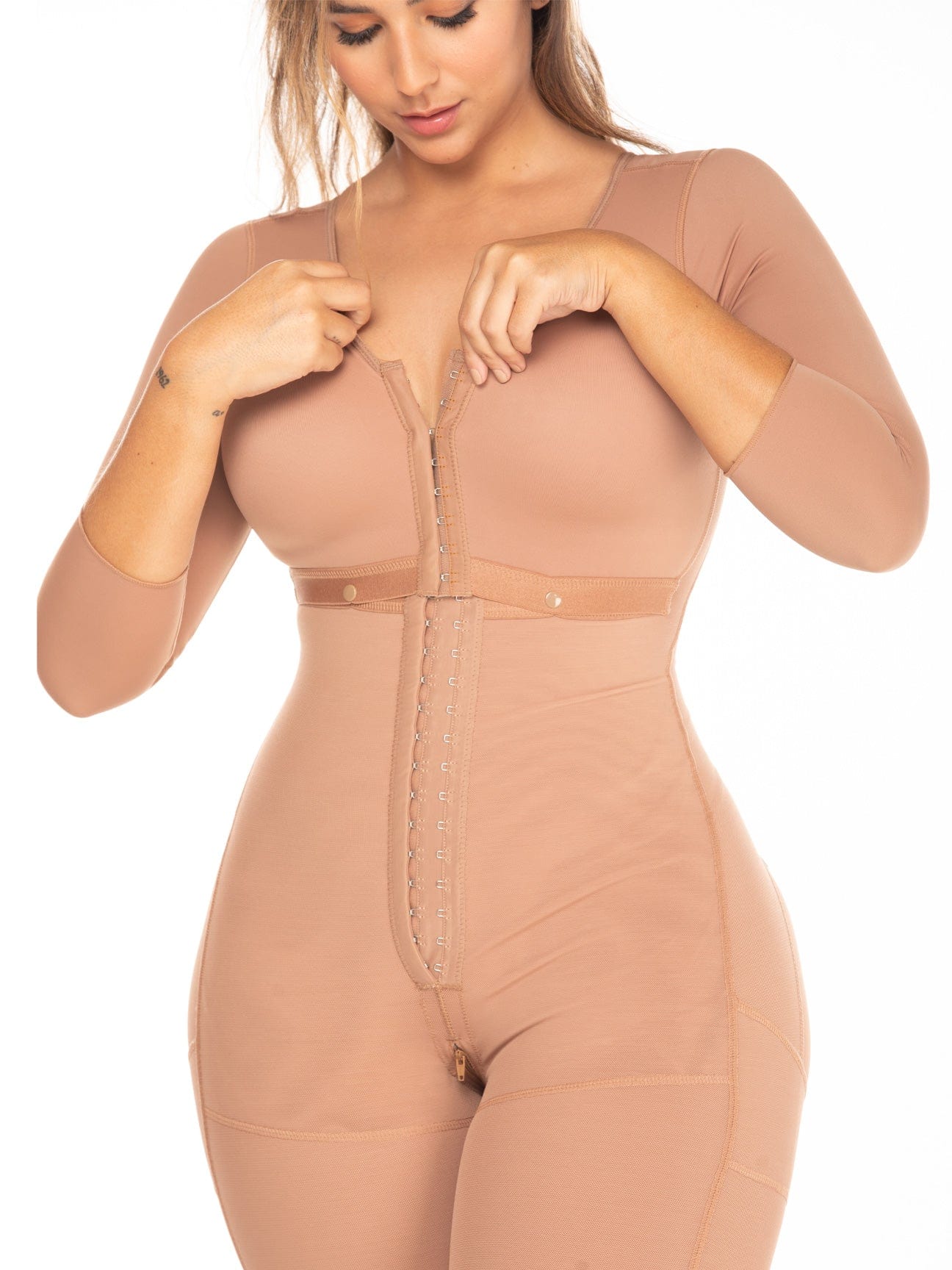  D066 Fajas Colombianas Post Surgery And Postpartum Tummy  Tuck Compression Garment For Women Mocha 3XL